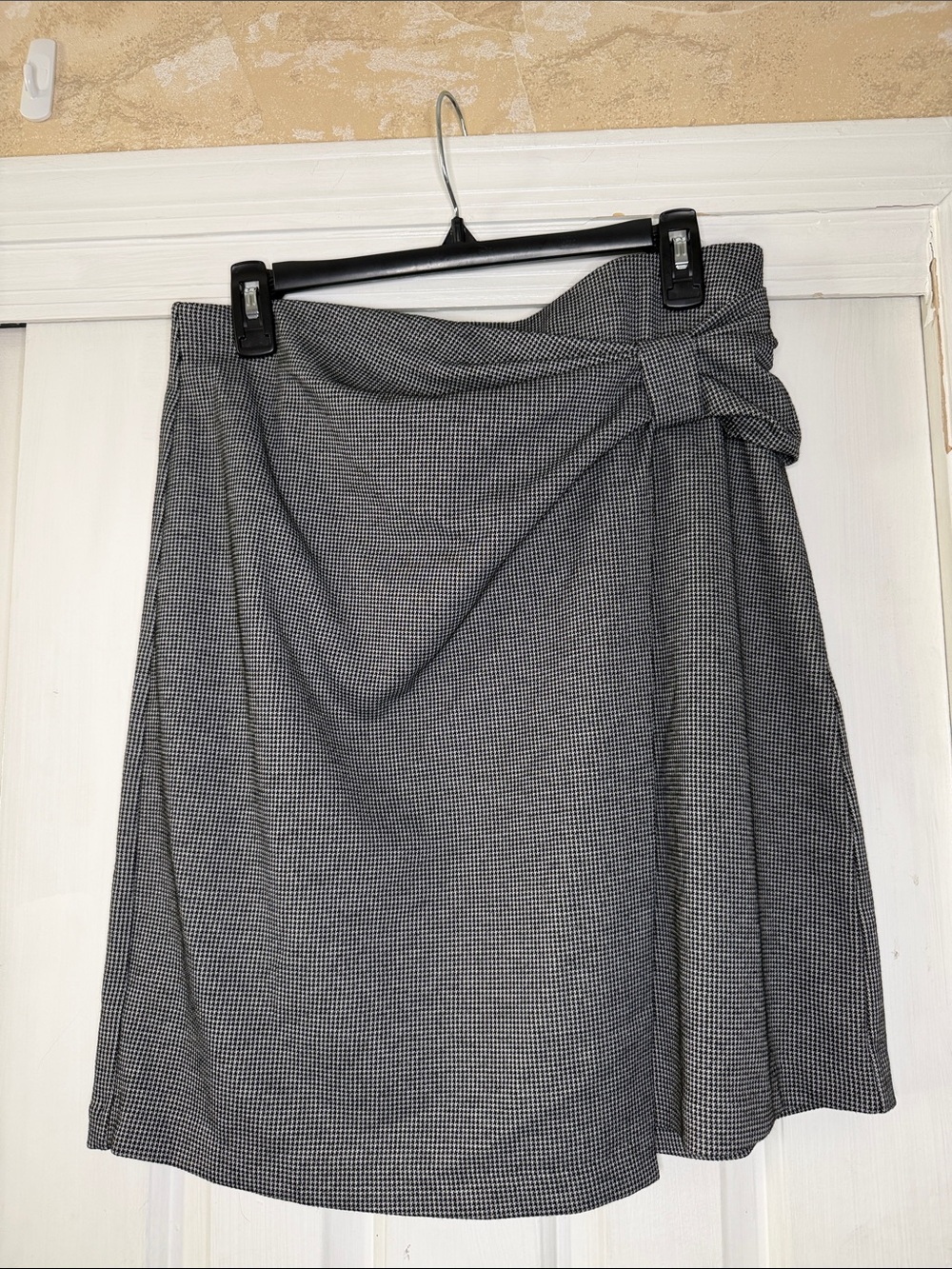 Ann Taylor Factory Black & White Checked Wrap-Style Midi Skirt